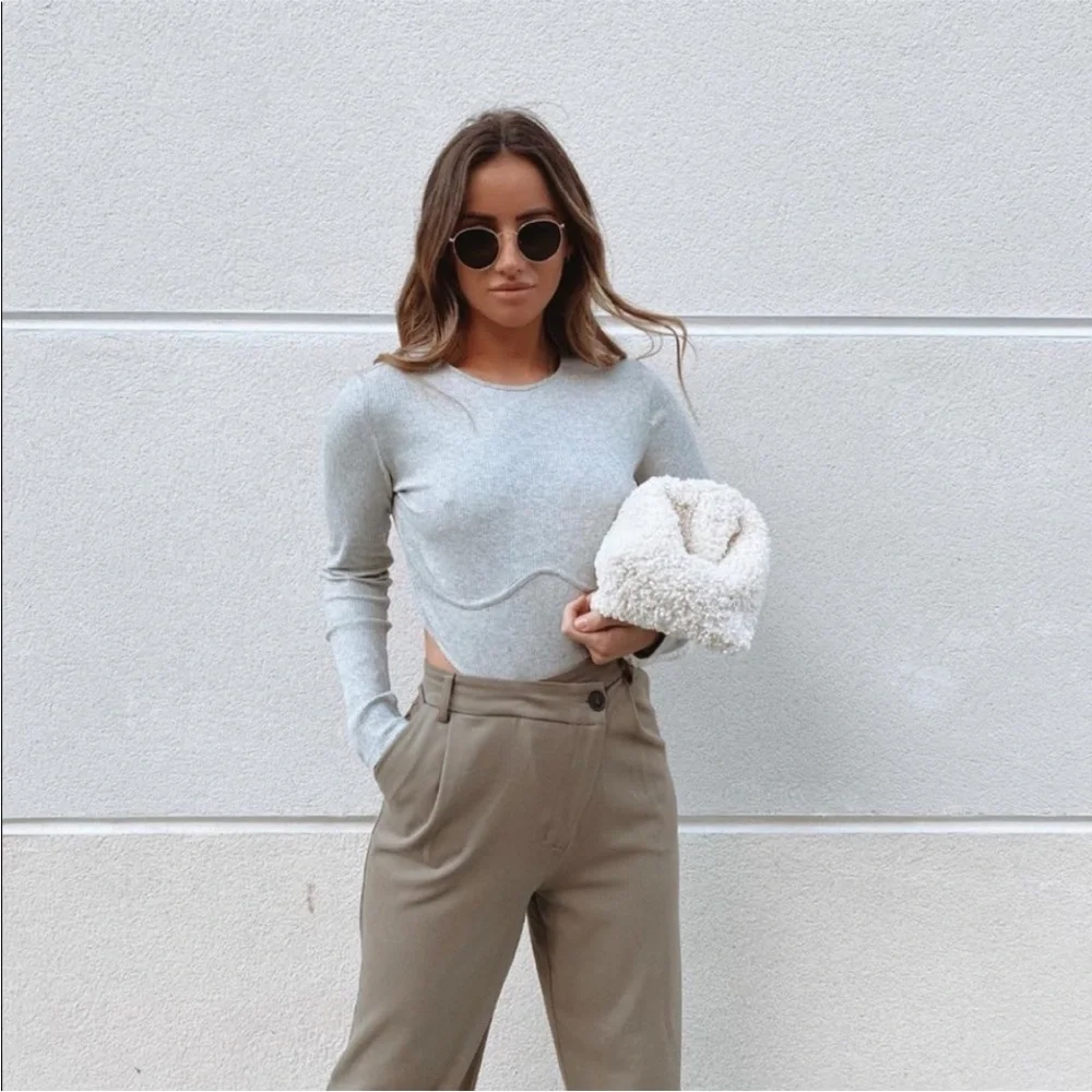 Zara High-Cut Ribbed Bodysuit - Picture 1 of 5